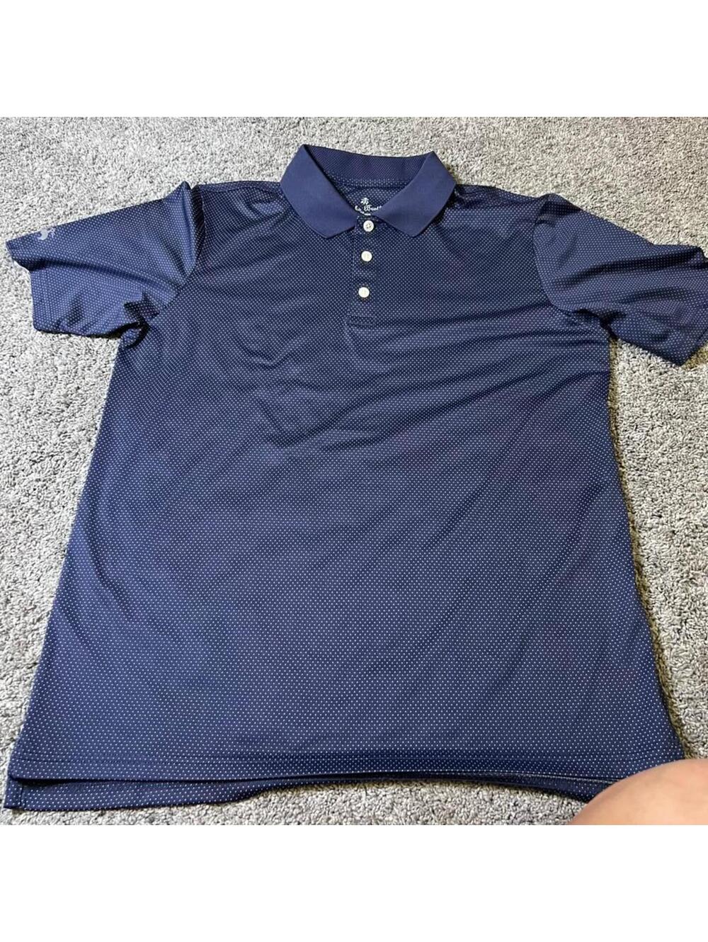 Brooks Brothers Boy’s Youth Fleece Performance Navy Polka Dot Polo Shirt size XL